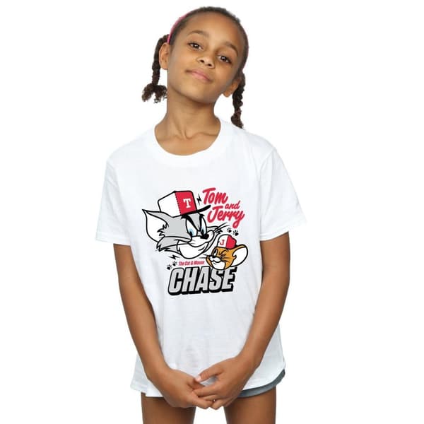 Tom And Jerry T-shirt i bomull för flickor - Cat & Mouse Chase