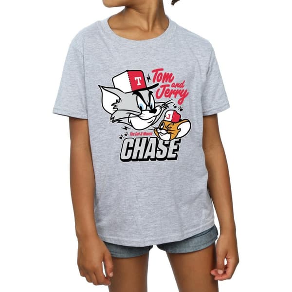 Tom And Jerry T-shirt i bomull för flickor - Cat & Mouse Chase