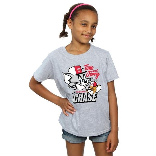 Tom And Jerry T-shirt i bomull för flickor - Cat & Mouse Chase