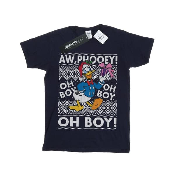 Disney Girls Donald Duck Christmas Fair Isle Cotton T-Shirt