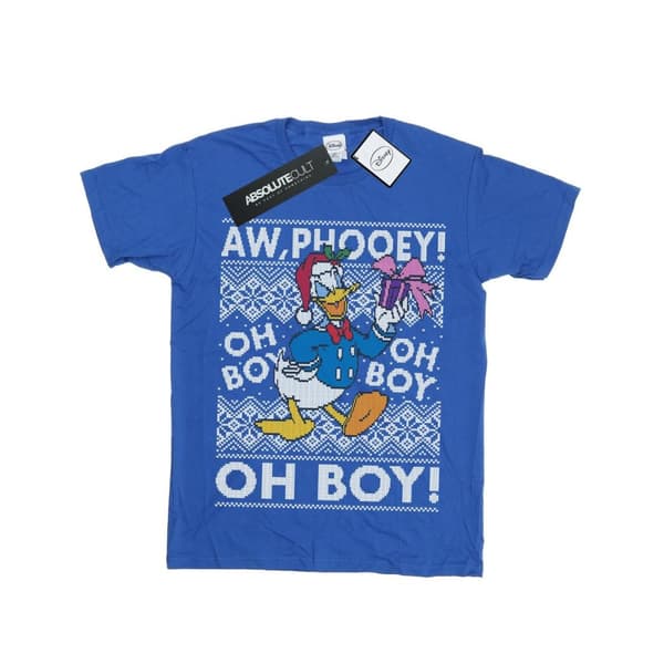 Disney Girls Donald Duck Christmas Fair Isle Cotton T-Shirt