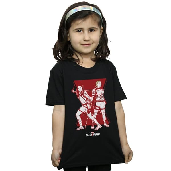 Marvel T-shirt i bomull med silhuett av systrar i filmen Black Widow för flickor