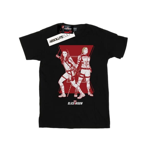 Marvel T-shirt i bomull med silhuett av systrar i filmen Black Widow för flickor