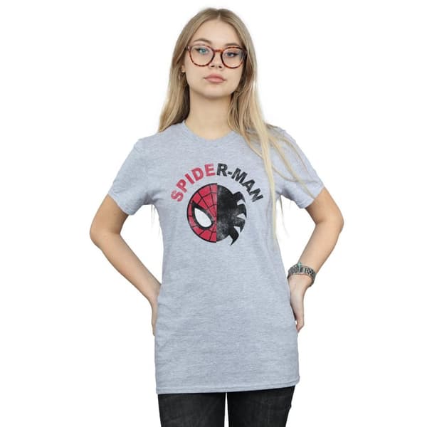 Marvel Dam/Tjej Spider-Man - Boyfriend-T-shirt i bomull med klassisk delning