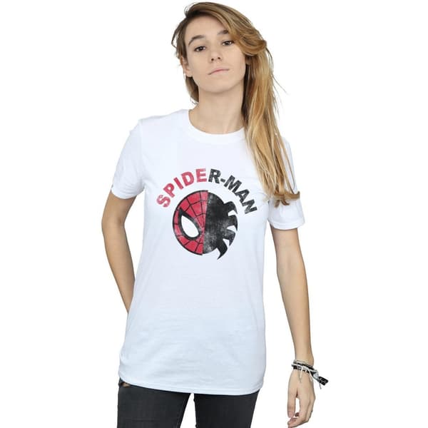 Marvel Dam/Tjej Spider-Man - Boyfriend-T-shirt i bomull med klassisk delning