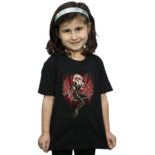 Marvel T-shirt i bomull med spindelnät och svart katt för flickor