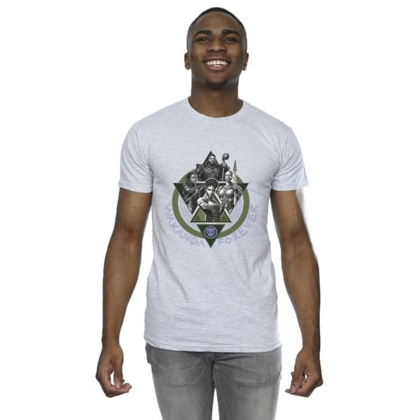 Marvel Mens Black Panther Wakanda Forever Group Ring Pose T-Shirt