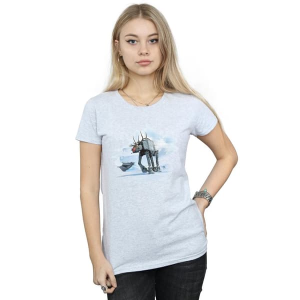 Star Wars T-shirt i bomull med AT-AT-renar och julmotiv för kvinnor/damer