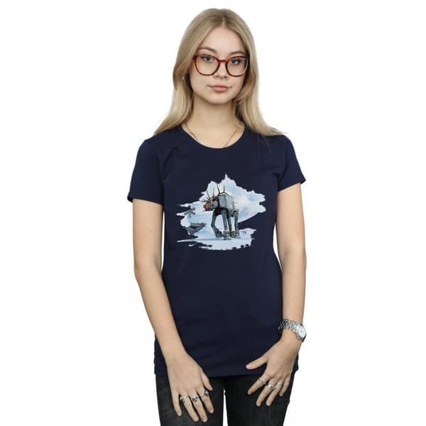 Star Wars T-shirt i bomull med AT-AT-renar och julmotiv för kvinnor/damer