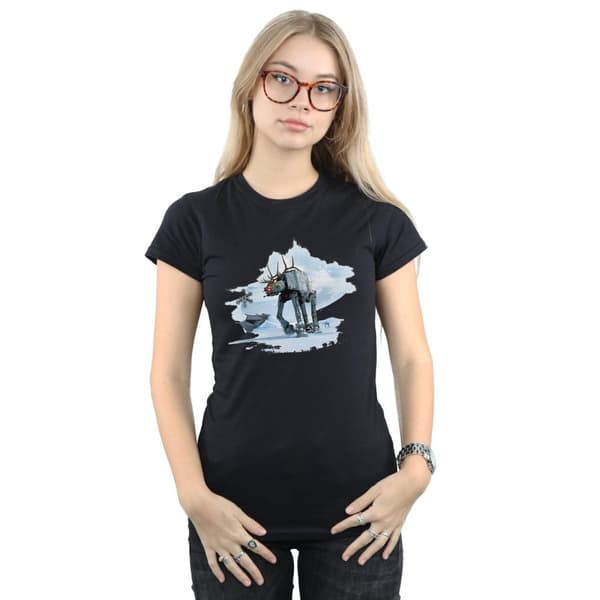 Star Wars T-shirt i bomull med AT-AT-renar och julmotiv för kvinnor/damer