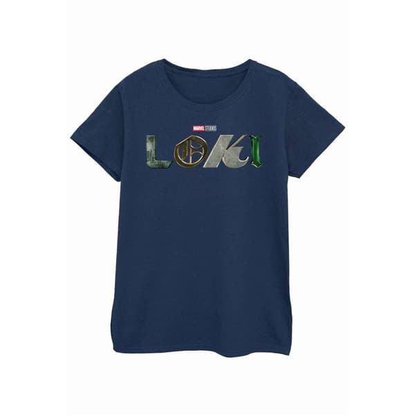 Marvel Dam/Tjej - Loki - T-shirt i bomull med logotyp Navy Blue XL