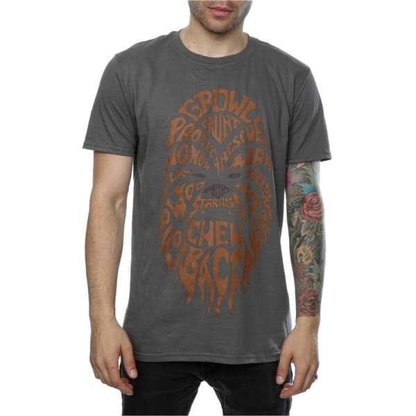 Star Wars Mens Chewbacca Text Head T-Shirt