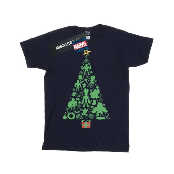 Marvel Womens/Ladies Avengers Christmas Tree Cotton Boyfriend T-Shirt
