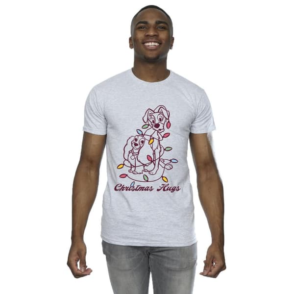 Disney Mens Lady And The Tramp Christmas Hugs T-Shirt