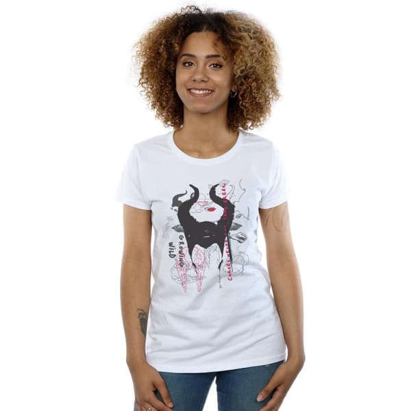Disney Womens/Ladies Maleficent Mistress Of Evil Growing Wild Horns Collage Cotton T-Shirt