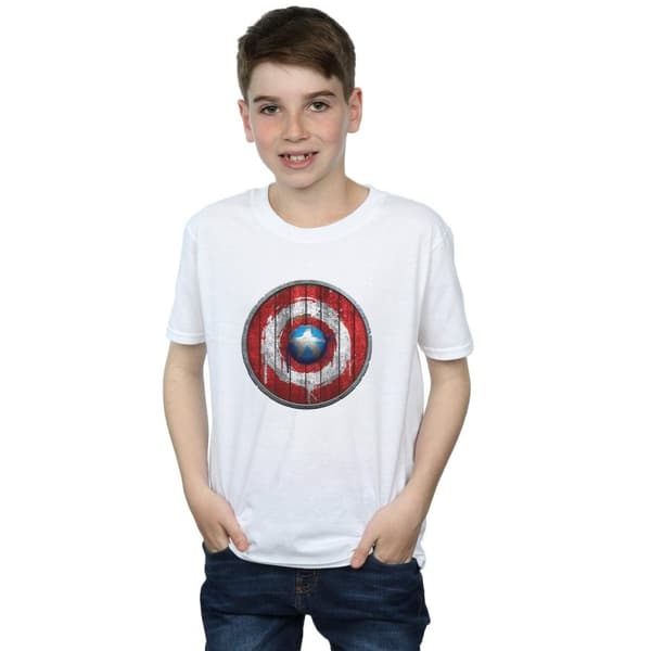 Marvel Boys Captain America Wooden Shield T-Shirt