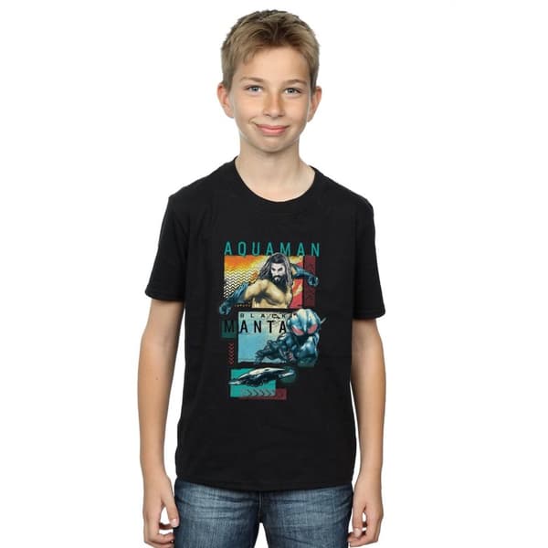 DC Comics Boys Aquaman Character Tiles T-Shirt
