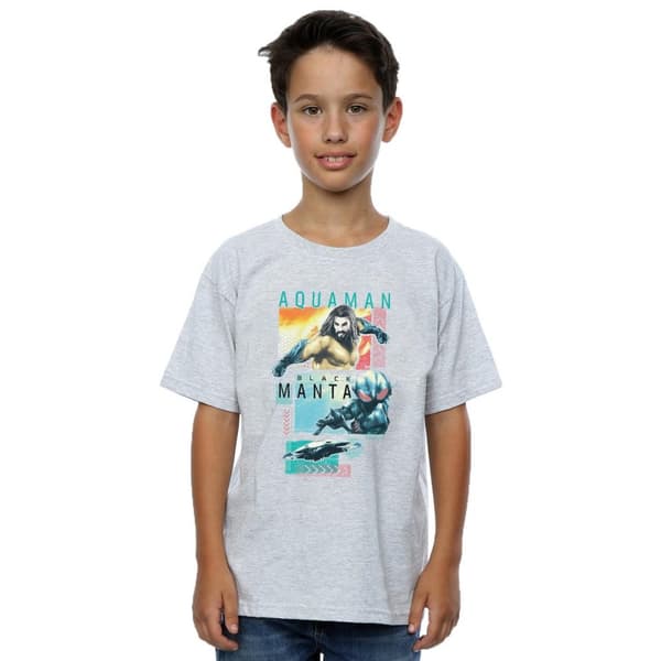 DC Comics Boys Aquaman Character Tiles T-Shirt