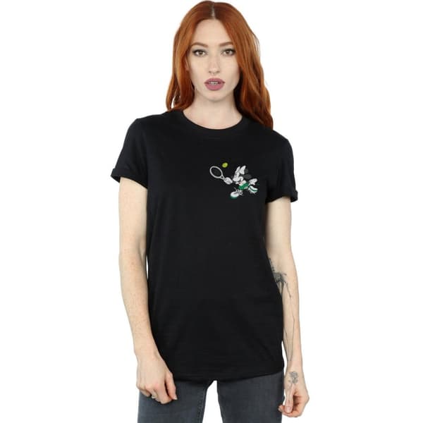 Disney Womens/Ladies Minnie Mouse Tennis Breast Print Cotton Boyfriend T-Shirt