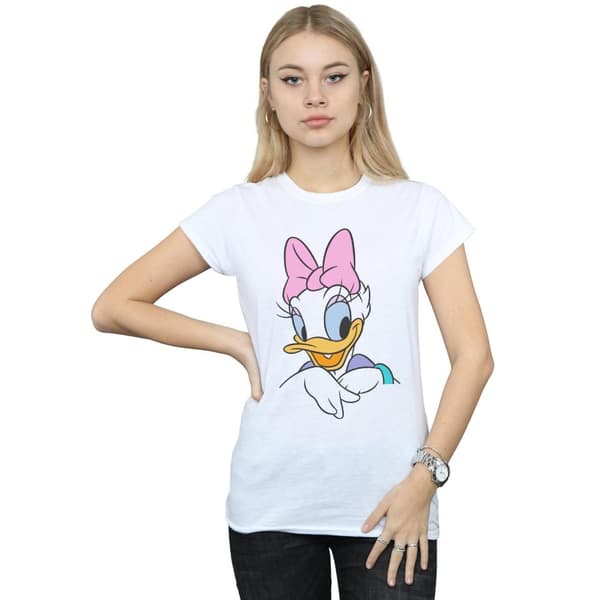 Disney Dam/dam Daisy Duck - T-shirt i bomull med stort porträtt