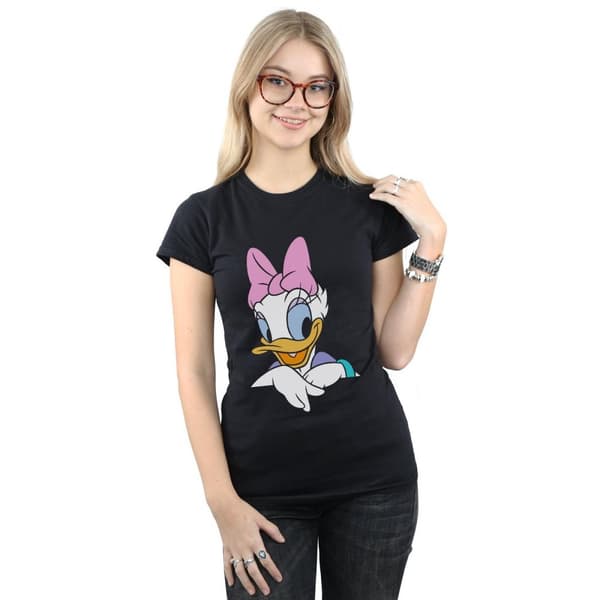 Disney Dam/dam Daisy Duck - T-shirt i bomull med stort porträtt