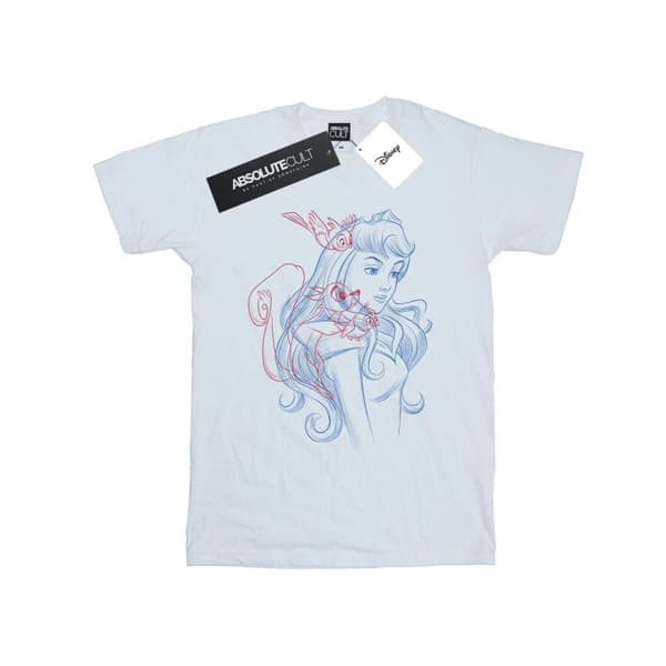 Disney Dam/Tjej Aurora Djur Sketch Bomull Boyfriend T-shirt