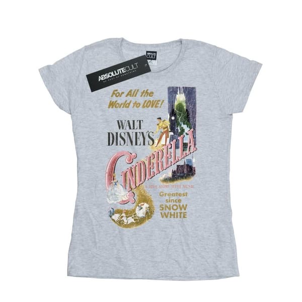 Disney Princess Womens/Ladies Cinderella Retro Poster Cotton T-Shirt