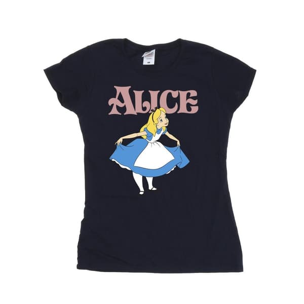 Disney Womens/Ladies Alice In Wonderland Take A Bow Cotton T-Shirt Navy Blue XXL