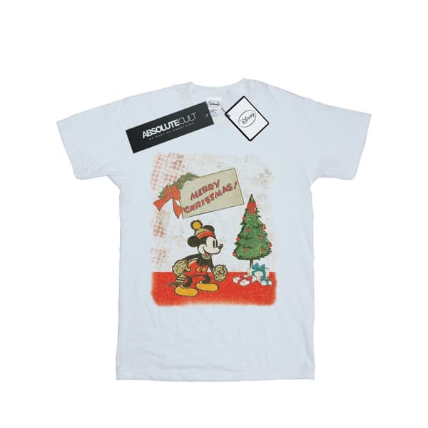 Disney Dam/Tjej Musse Pigg Vintage Jul Bomull Boyfriend T-shirt