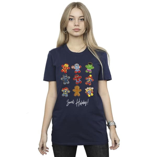 Marvel Womens/Ladies Gingerbread Avengers Cotton Boyfriend T-Shirt