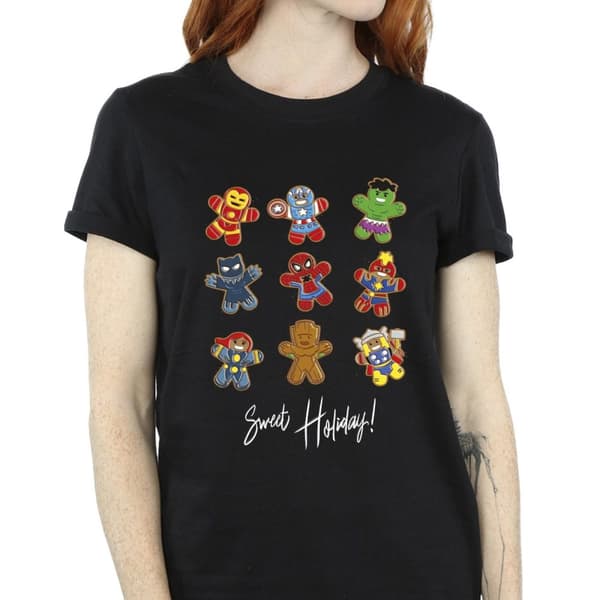 Marvel Womens/Ladies Gingerbread Avengers Cotton Boyfriend T-Shirt