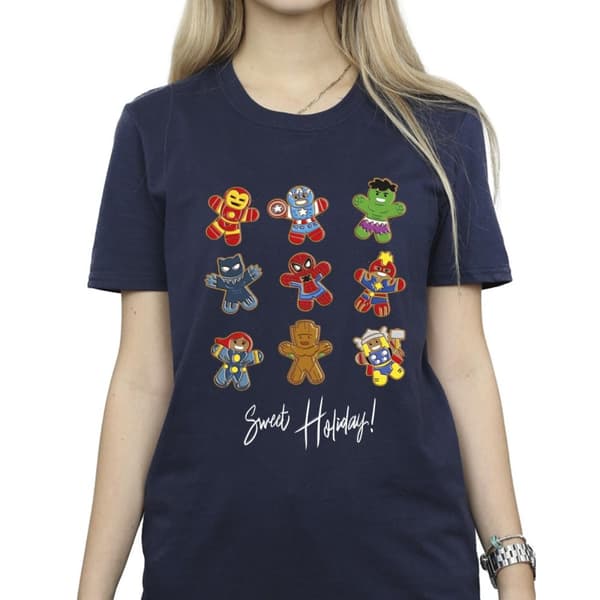Marvel Womens/Ladies Gingerbread Avengers Cotton Boyfriend T-Shirt