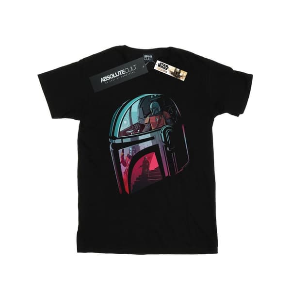 Star Wars Girls The Mandalorian Mandalorehjälm Reflektion T-shirt i bomull Black 5-6 Years