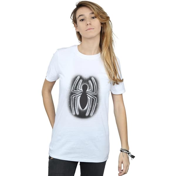 Marvel Womens/Ladies Spider-Man Graffiti Logo Cotton Boyfriend T-Shirt