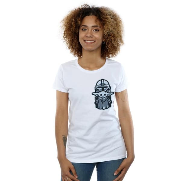 Star Wars Womens/Ladies The Mandalorian Mando Child Combo Breast Print Cotton T-Shirt