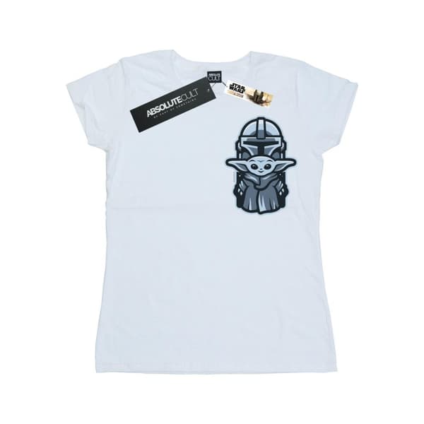 Star Wars Womens/Ladies The Mandalorian Mando Child Combo Breast Print Cotton T-Shirt White XL
