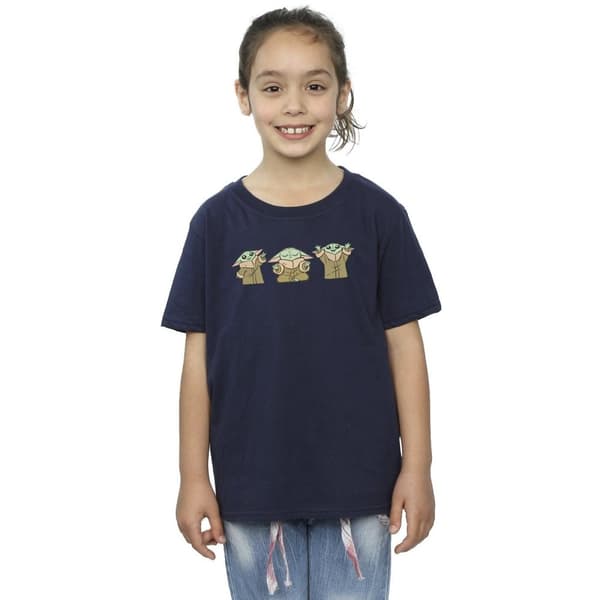 Star Wars Girls The Mandalorian Grogu Poses T-shirt i bomull