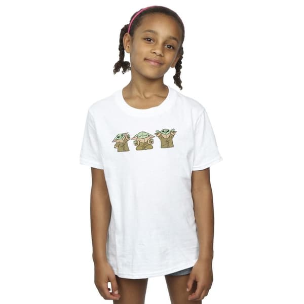 Star Wars Girls The Mandalorian Grogu Poses T-shirt i bomull