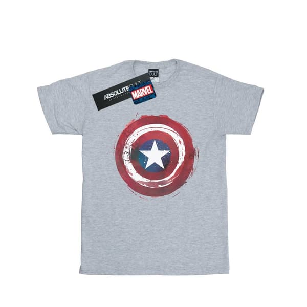 Marvel Mens Captain America Splatter Shield T-Shirt Sports Grey 3XL