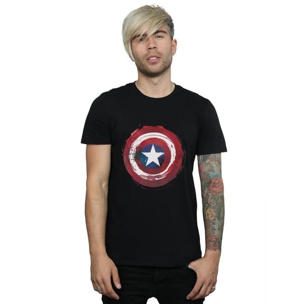 Marvel Mens Captain America Splatter Shield T-Shirt