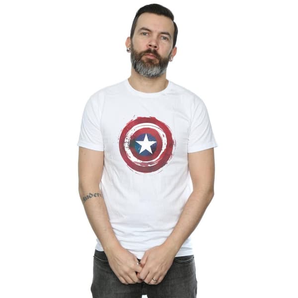 Marvel Mens Captain America Splatter Shield T-Shirt