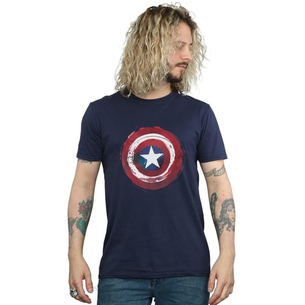 Marvel Mens Captain America Splatter Shield T-Shirt