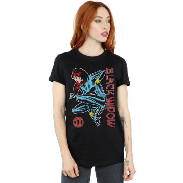 Marvel Womens/Ladies Black Widow In Action Cotton Boyfriend T-Shirt