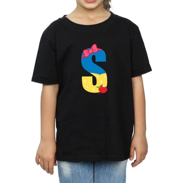 Disney T-shirt i bomull för flickor med alfabetet S för Snow White