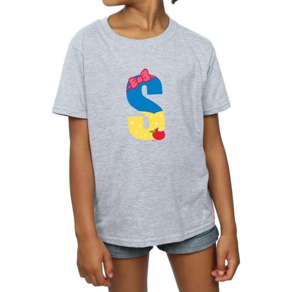 Disney T-shirt i bomull för flickor med alfabetet S för Snow White