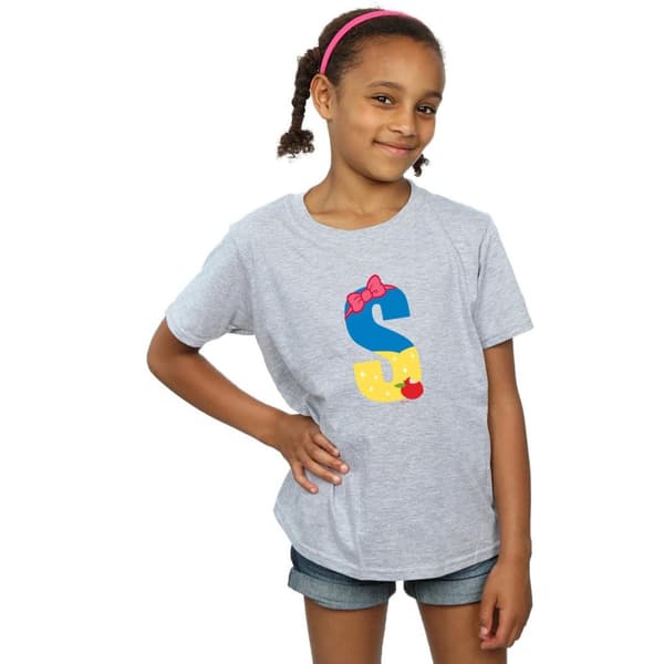 Disney T-shirt i bomull för flickor med alfabetet S för Snow White