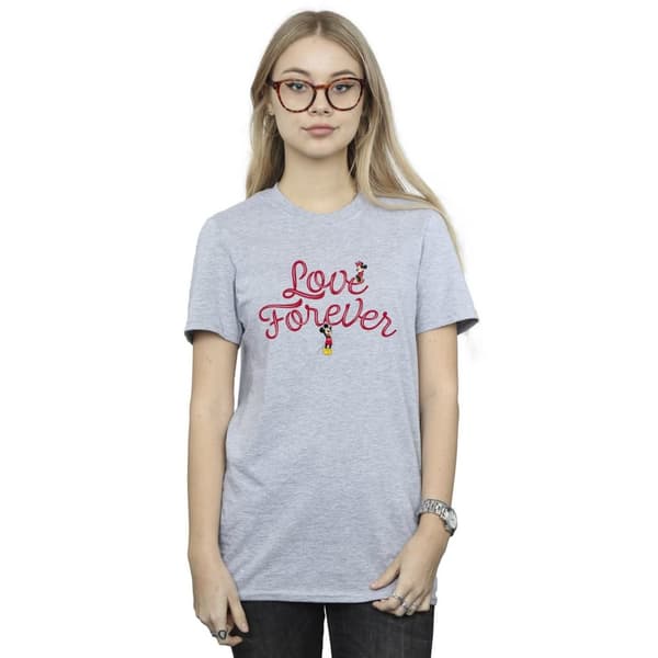 Disney Dam/Tjej Musse Pigg Love Forever Boyfriend T-shirt i bomull