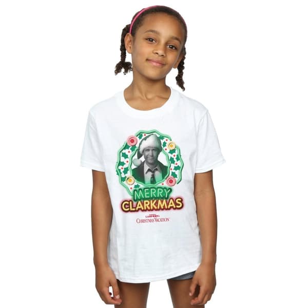 National Lampoon´s Christmas Vacation Girls Greyscale Clarkmas Cotton T-Shirt