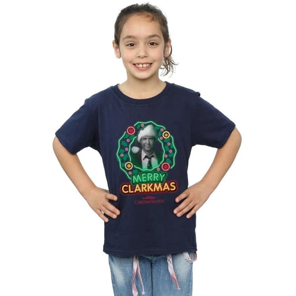 National Lampoon´s Christmas Vacation Girls Greyscale Clarkmas Cotton T-Shirt