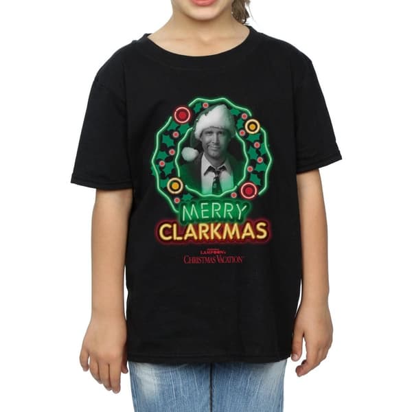 National Lampoon´s Christmas Vacation Girls Greyscale Clarkmas Cotton T-Shirt